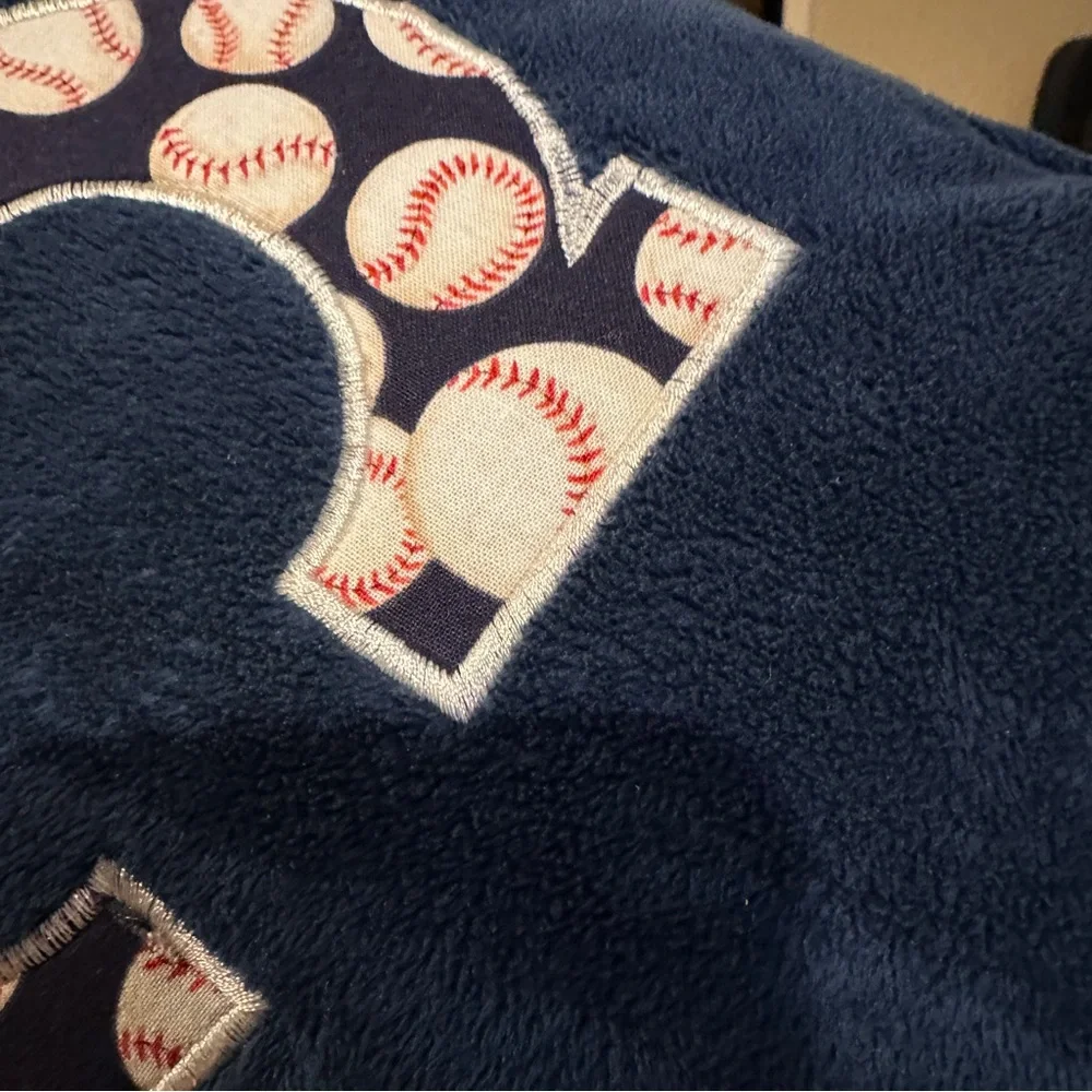 Alphabetables Navy Blue Velour Pillow with Baseball Letter C